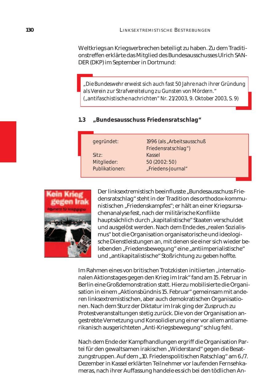 Seite 131 des Verfassungsschutzbericht 2003 Bund