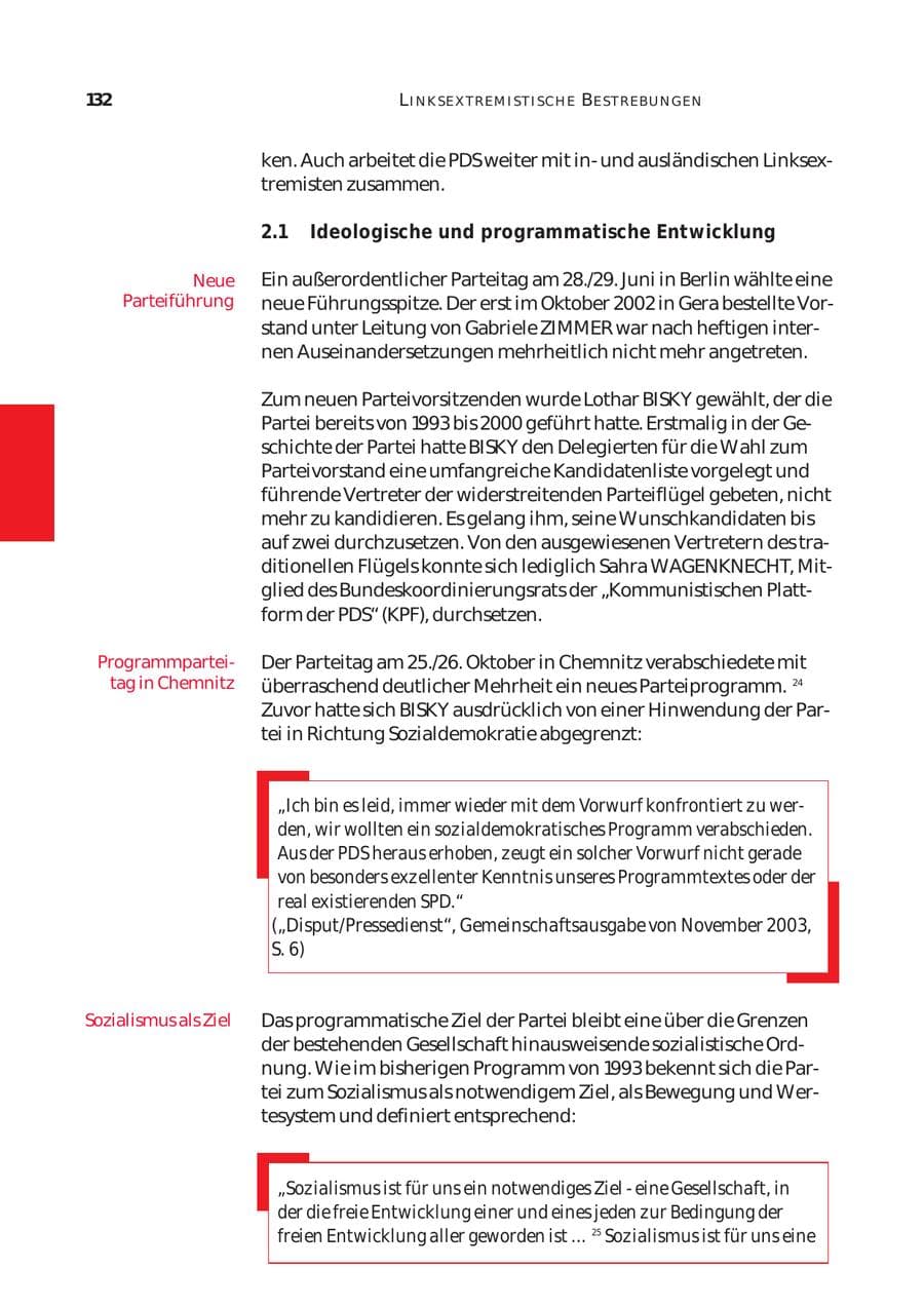 Seite 133 des Verfassungsschutzbericht 2003 Bund