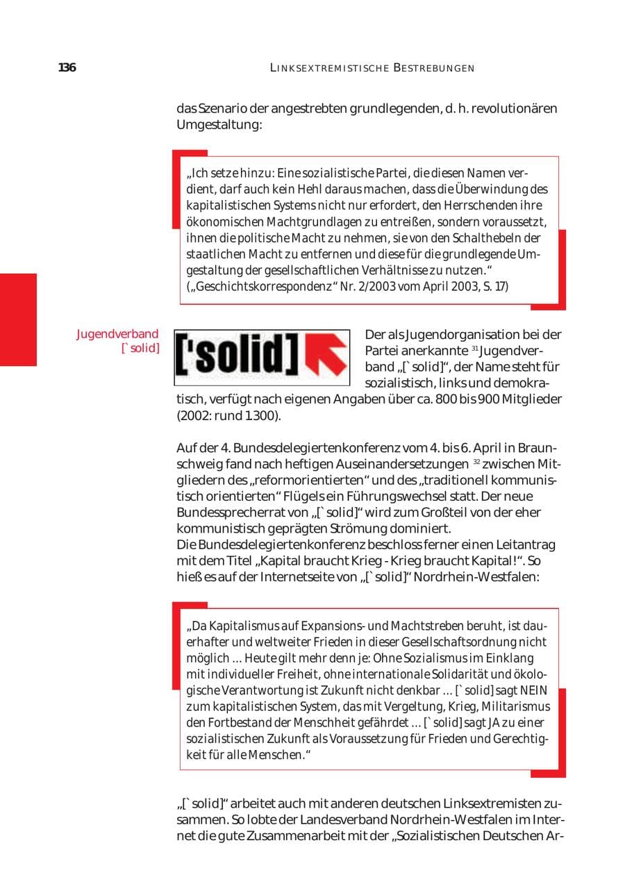Seite 137 des Verfassungsschutzbericht 2003 Bund