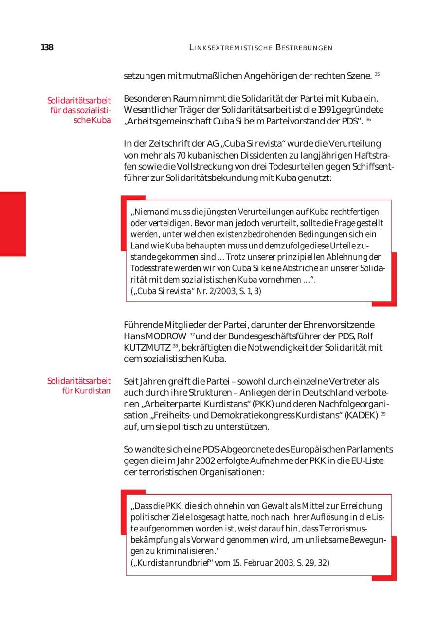 Seite 139 des Verfassungsschutzbericht 2003 Bund