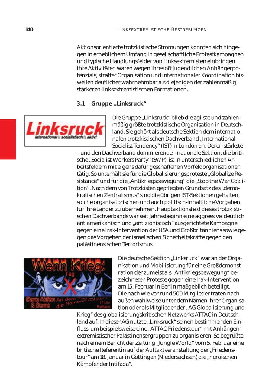Seite 141 des Verfassungsschutzbericht 2003 Bund