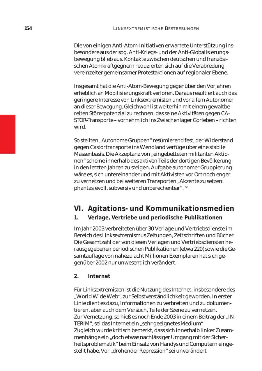 Seite 155 des Verfassungsschutzbericht 2003 Bund