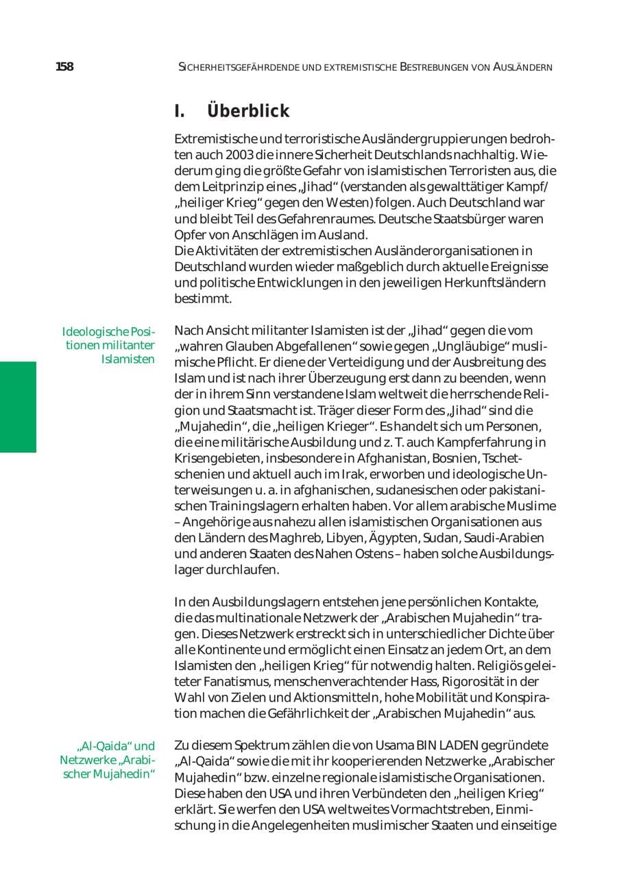 Seite 159 des Verfassungsschutzbericht 2003 Bund