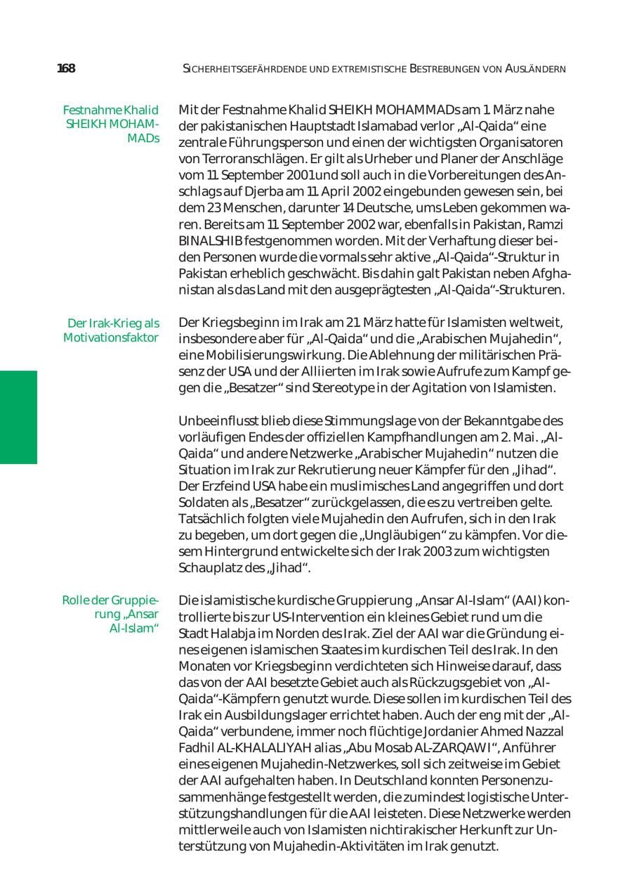Seite 169 des Verfassungsschutzbericht 2003 Bund