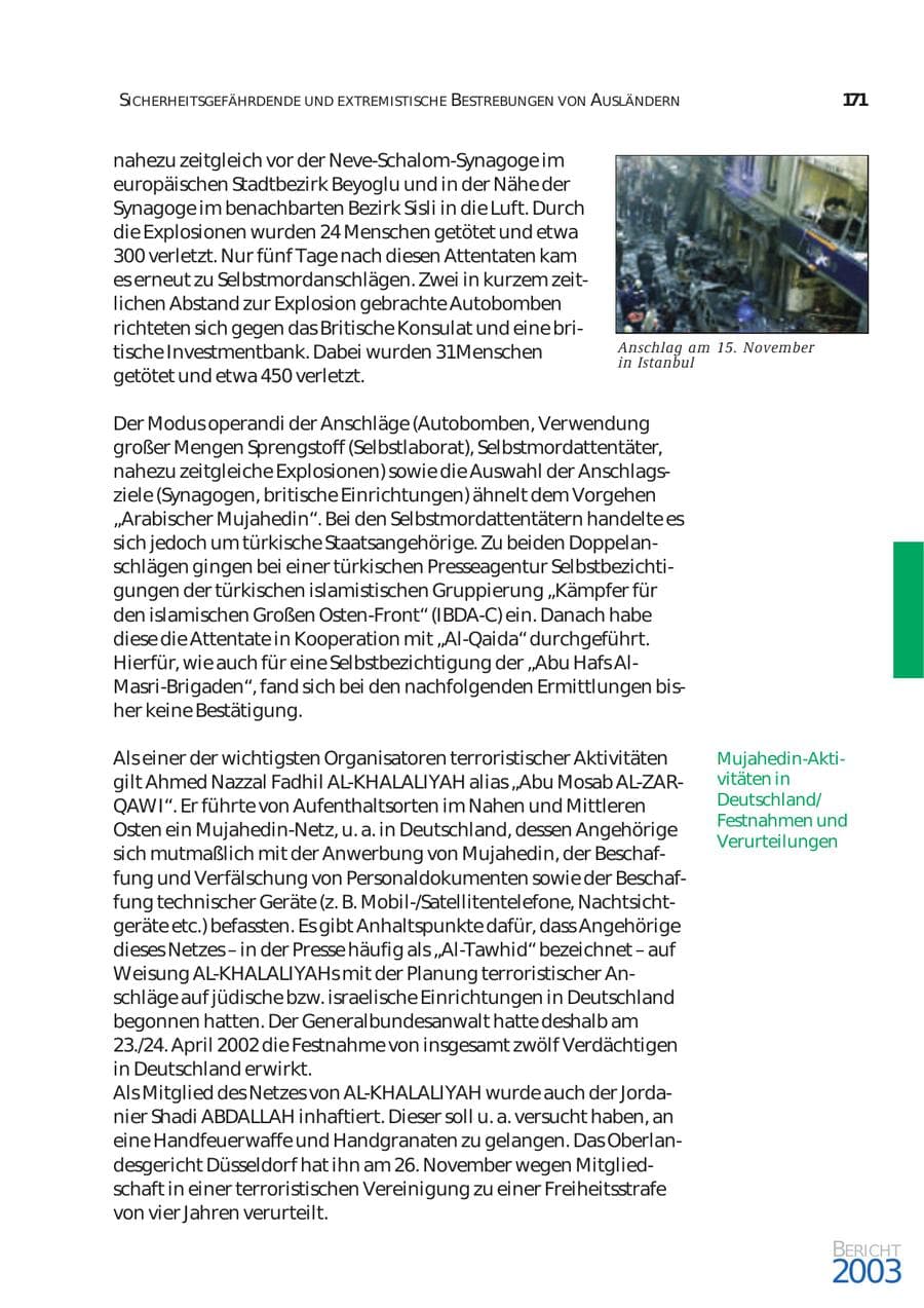 Seite 172 des Verfassungsschutzbericht 2003 Bund