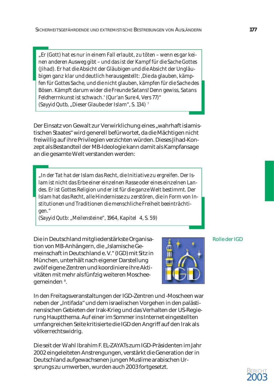 Seite 178 des Verfassungsschutzbericht 2003 Bund