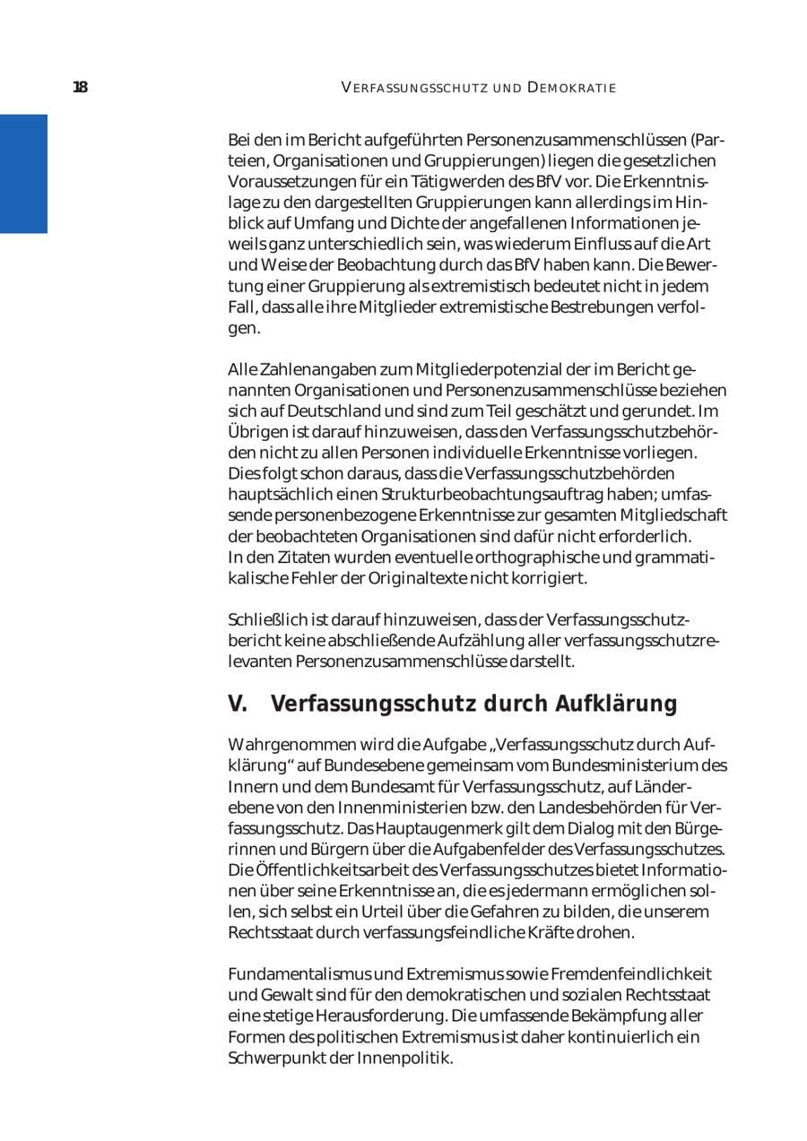 Seite 19 des Verfassungsschutzbericht 2003 Bund