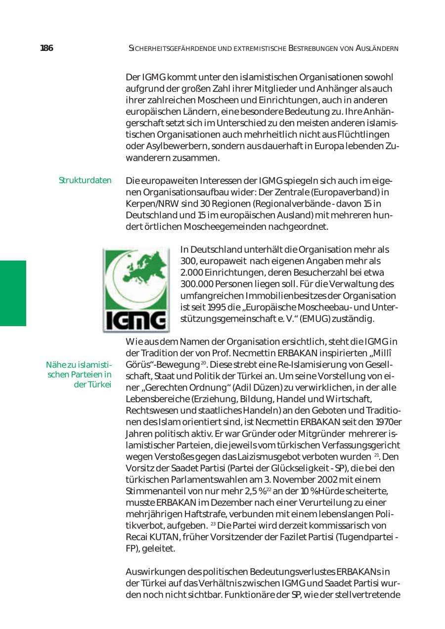 Seite 187 des Verfassungsschutzbericht 2003 Bund