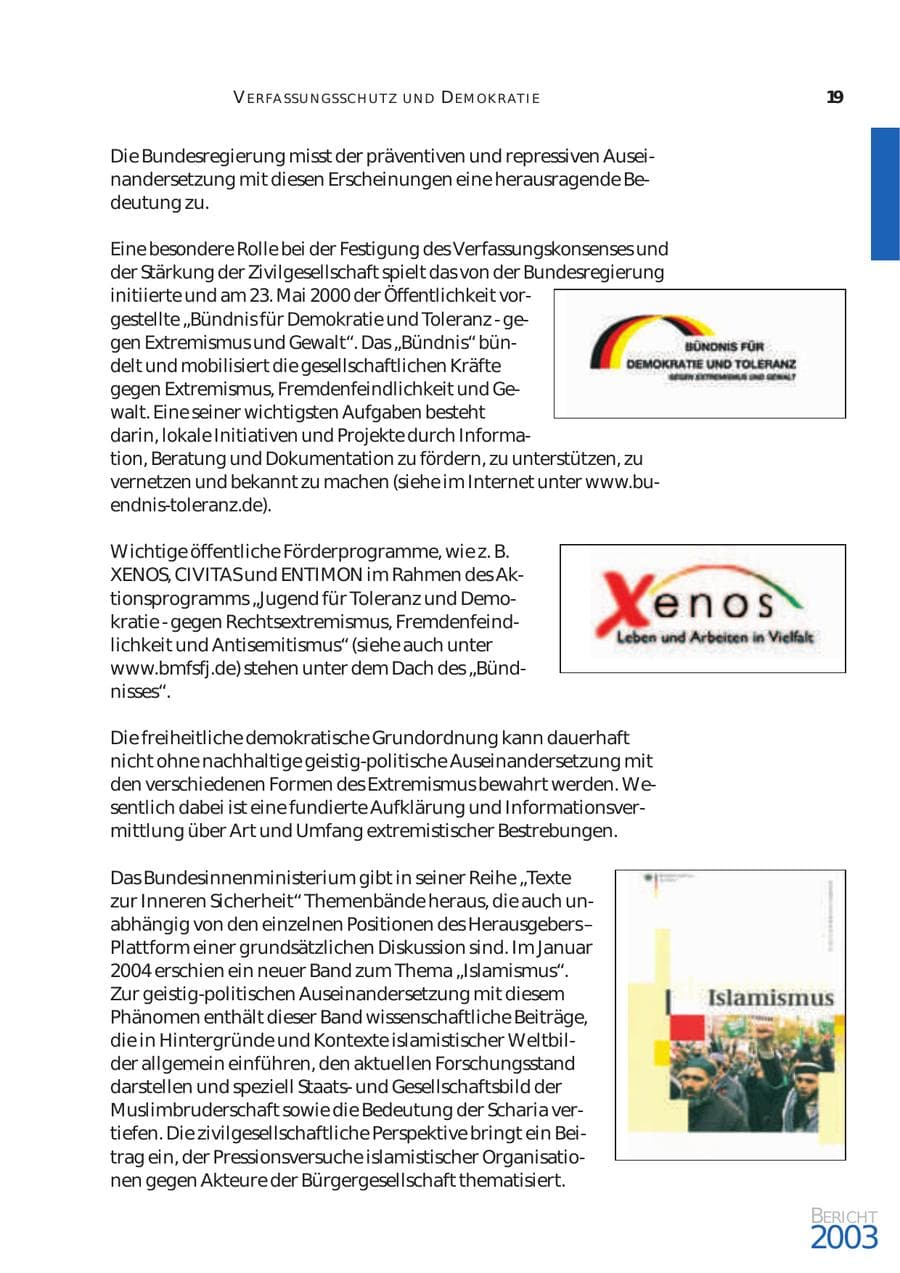 Seite 20 des Verfassungsschutzbericht 2003 Bund