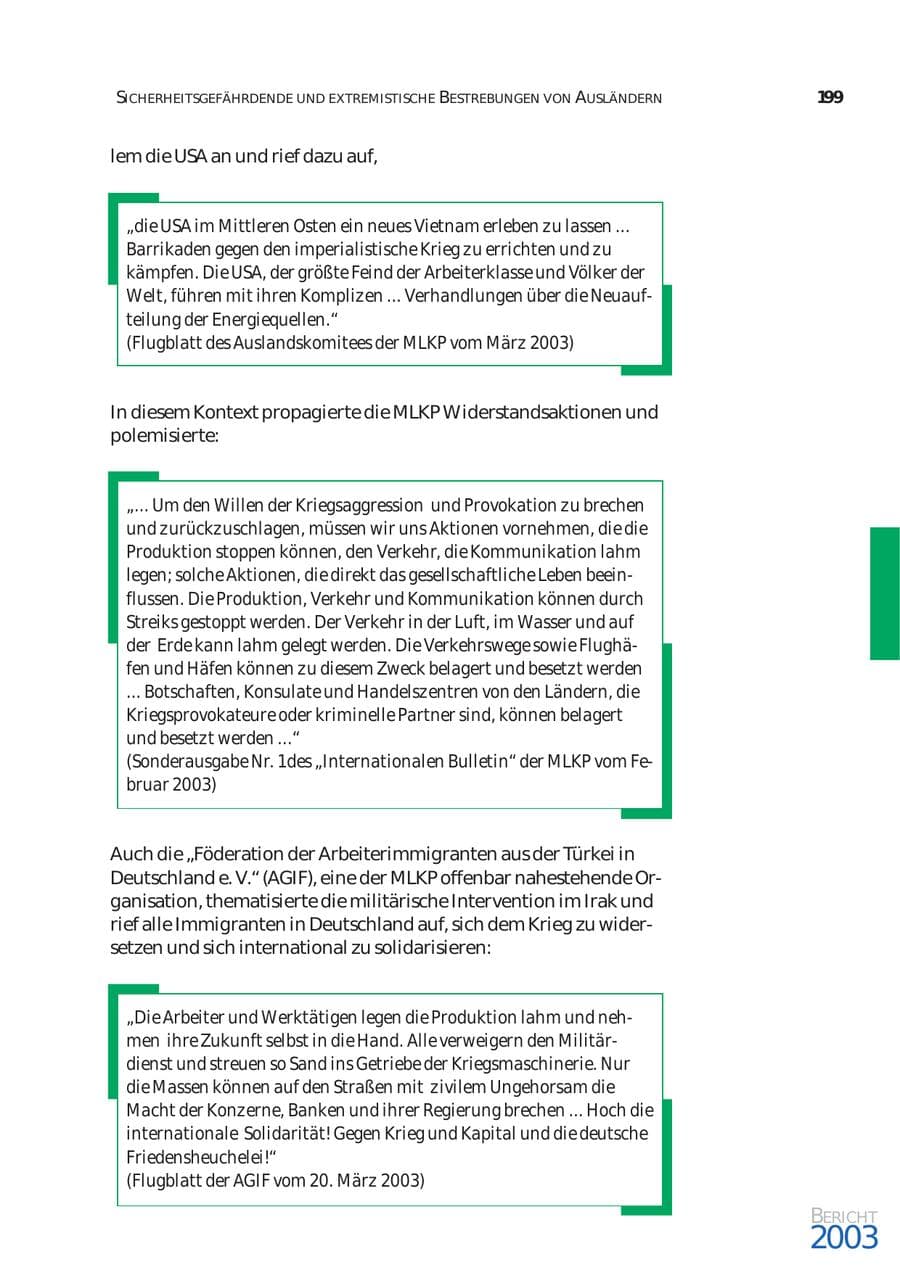 Seite 200 des Verfassungsschutzbericht 2003 Bund