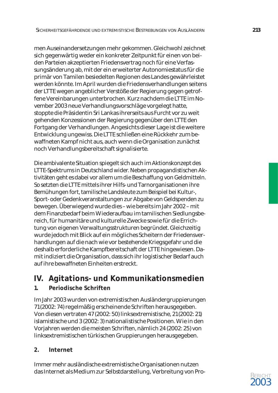 Seite 214 des Verfassungsschutzbericht 2003 Bund