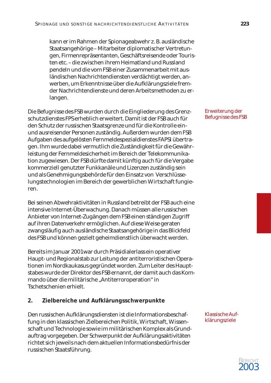 Seite 224 des Verfassungsschutzbericht 2003 Bund