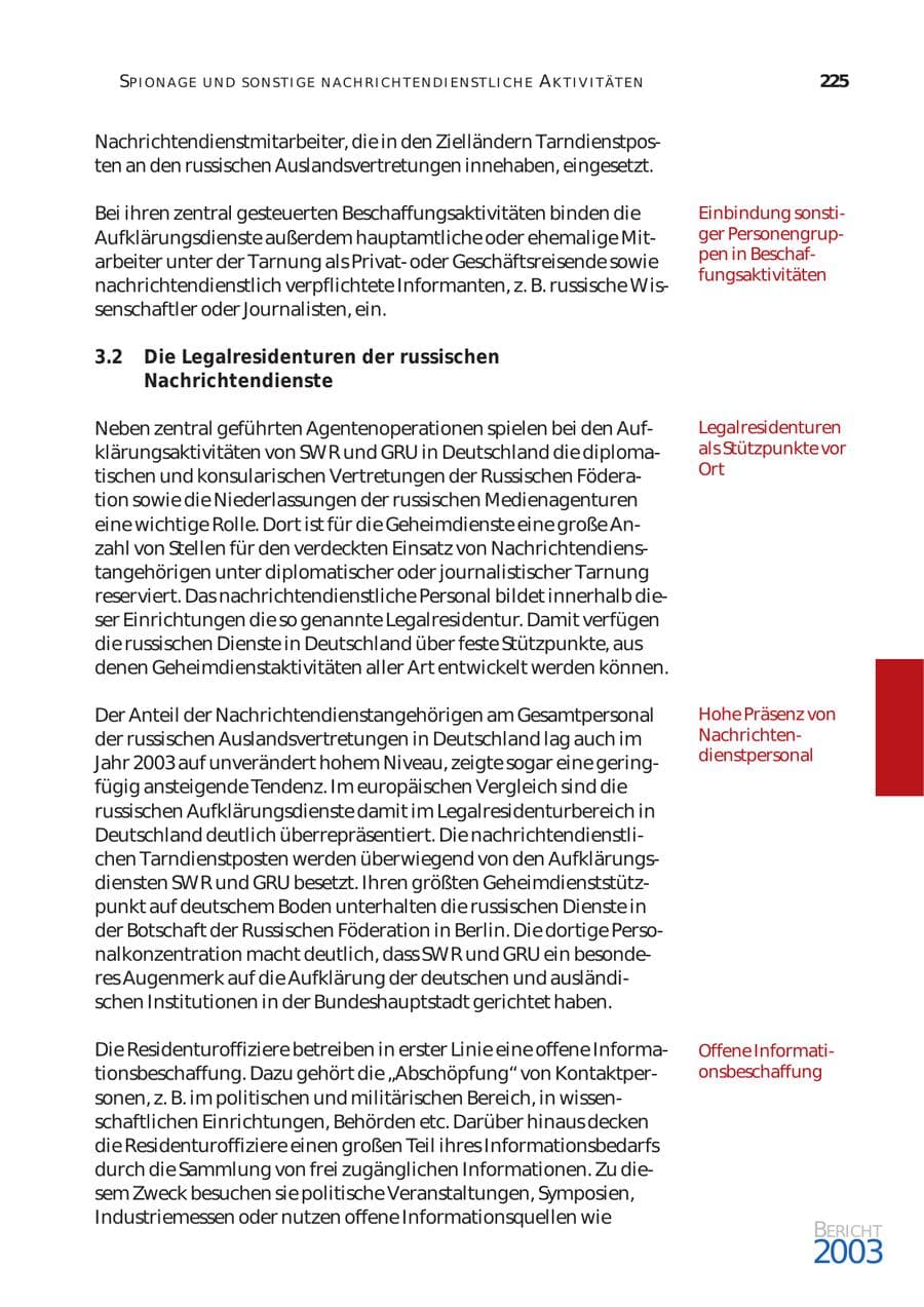 Seite 226 des Verfassungsschutzbericht 2003 Bund