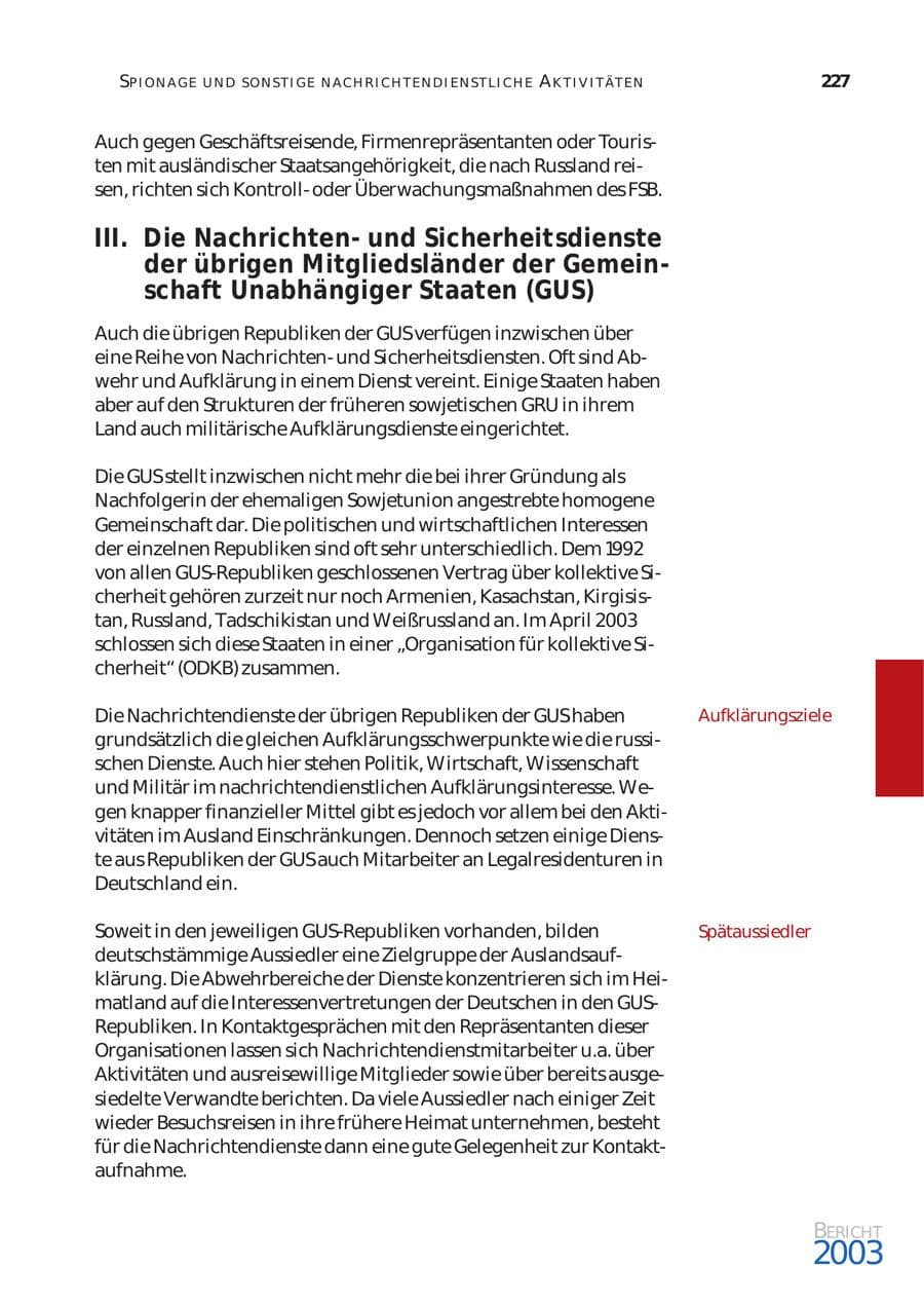 Seite 228 des Verfassungsschutzbericht 2003 Bund