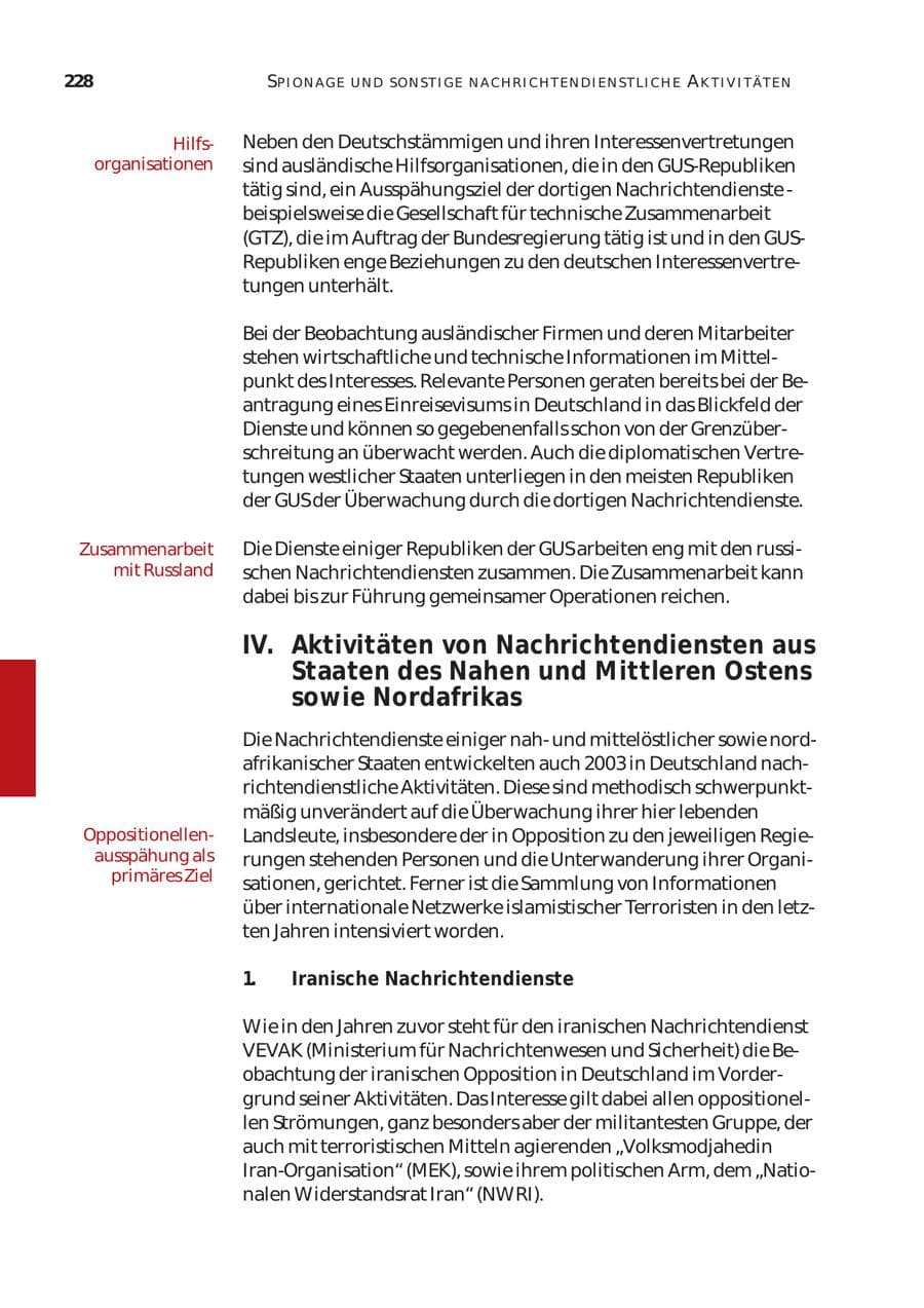 Seite 229 des Verfassungsschutzbericht 2003 Bund