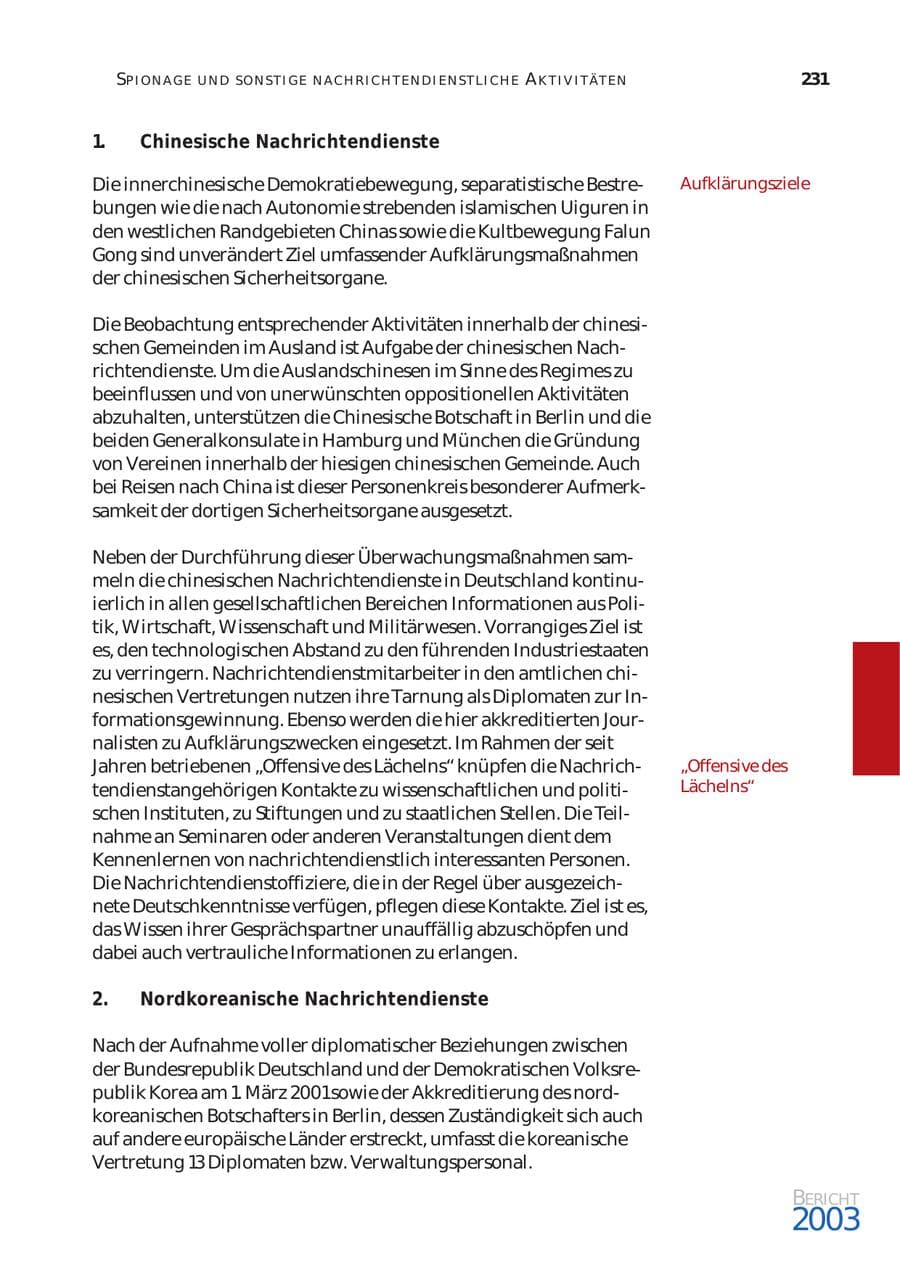 Seite 232 des Verfassungsschutzbericht 2003 Bund