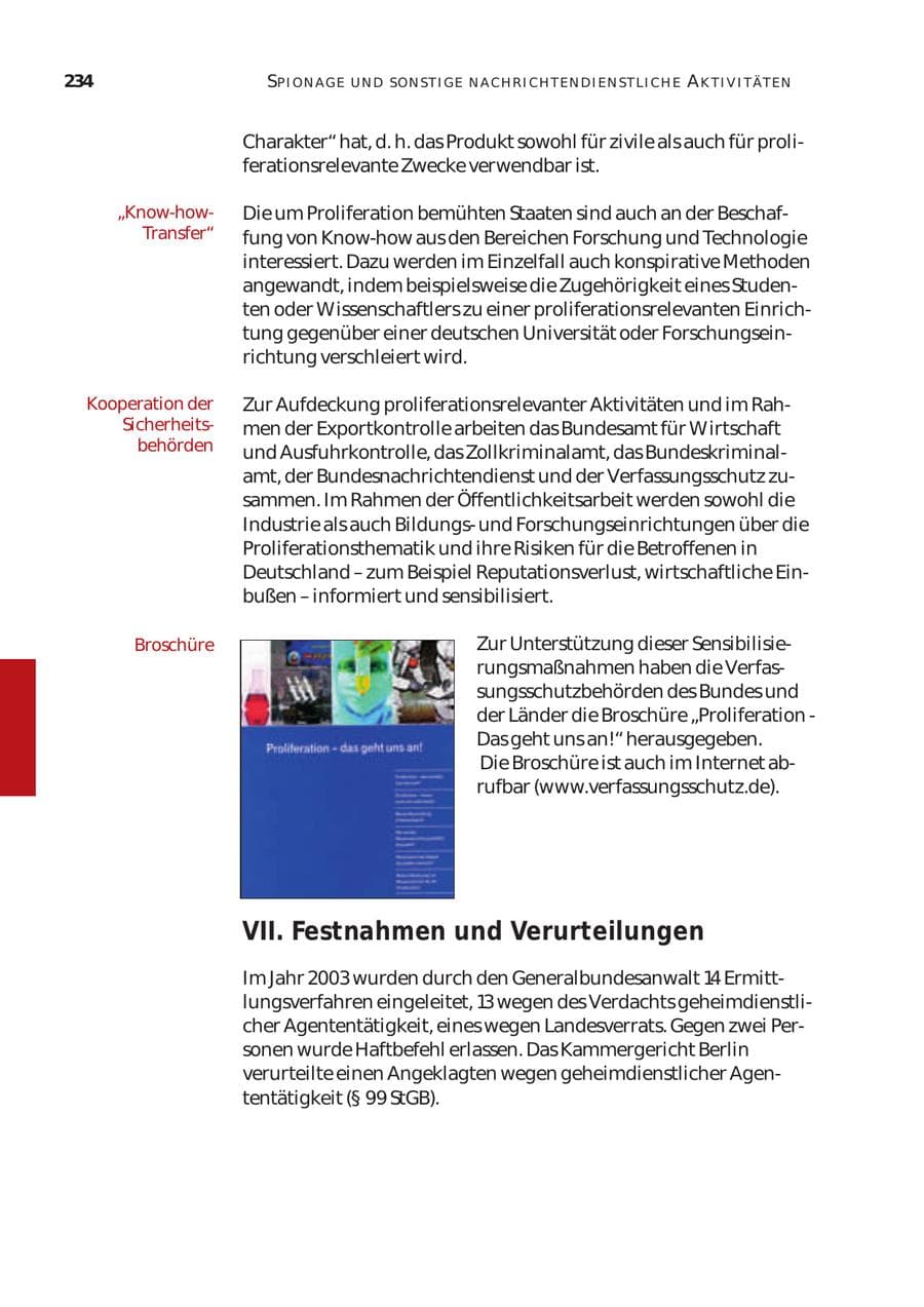 Seite 235 des Verfassungsschutzbericht 2003 Bund