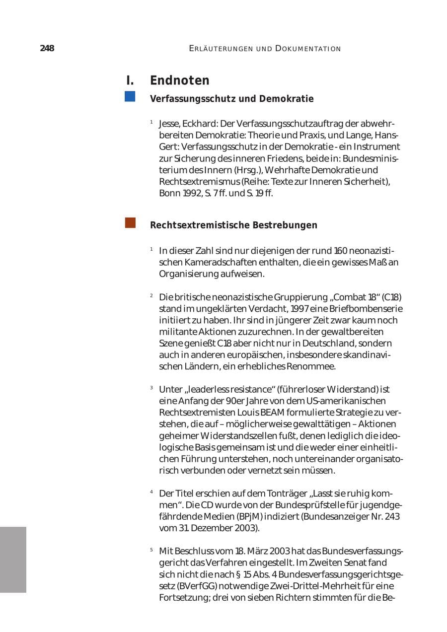 Seite 249 des Verfassungsschutzbericht 2003 Bund