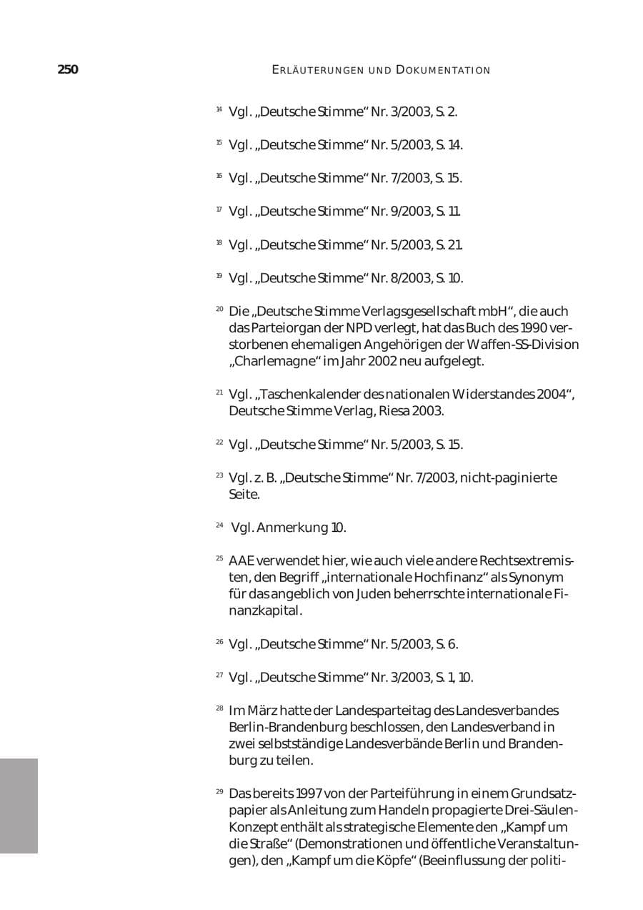 Seite 251 des Verfassungsschutzbericht 2003 Bund
