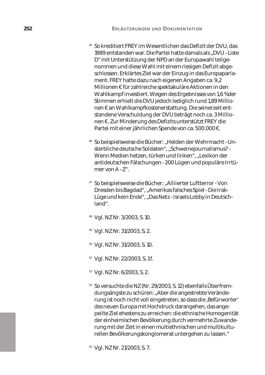 Seite 253 des Verfassungsschutzbericht 2003 Bund