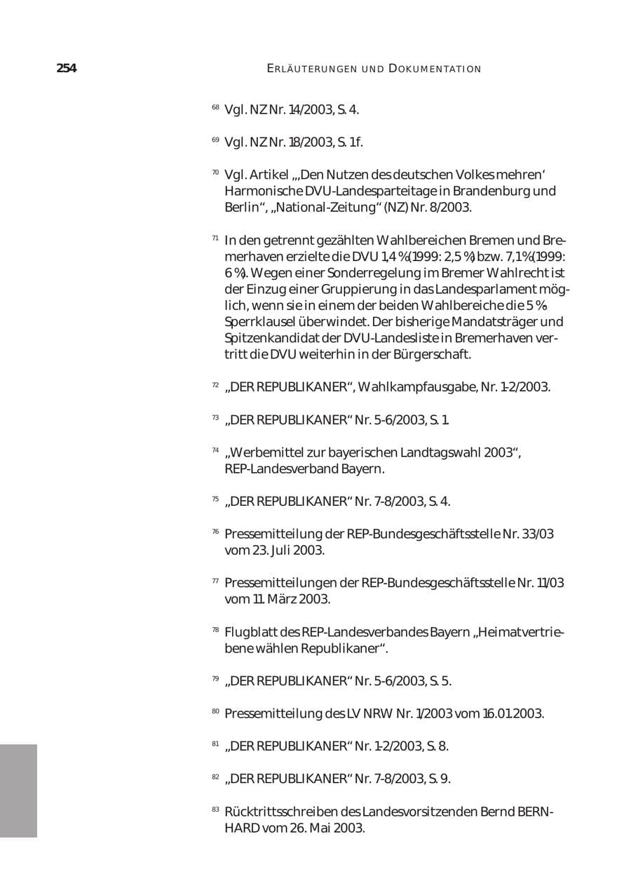 Seite 255 des Verfassungsschutzbericht 2003 Bund