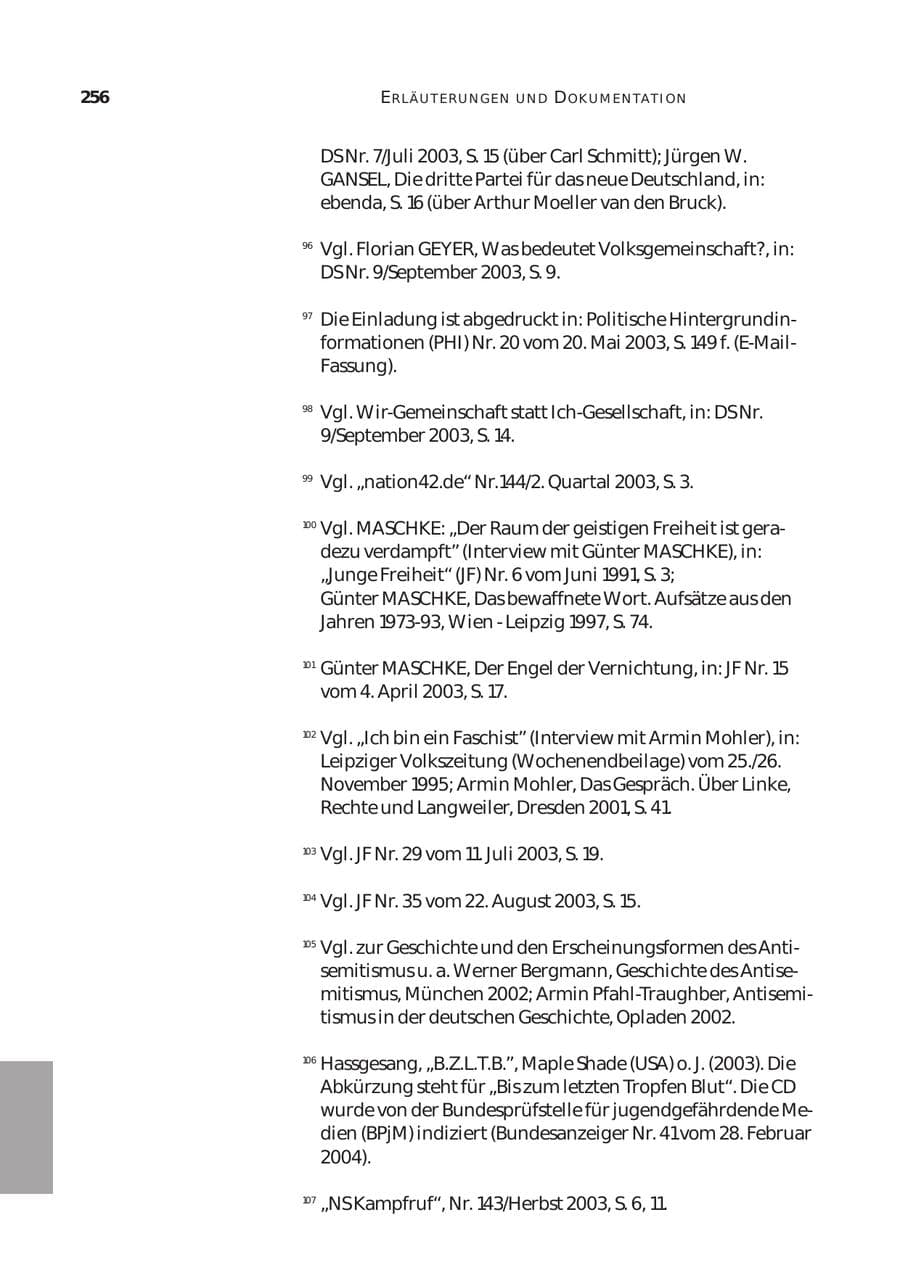 Seite 257 des Verfassungsschutzbericht 2003 Bund