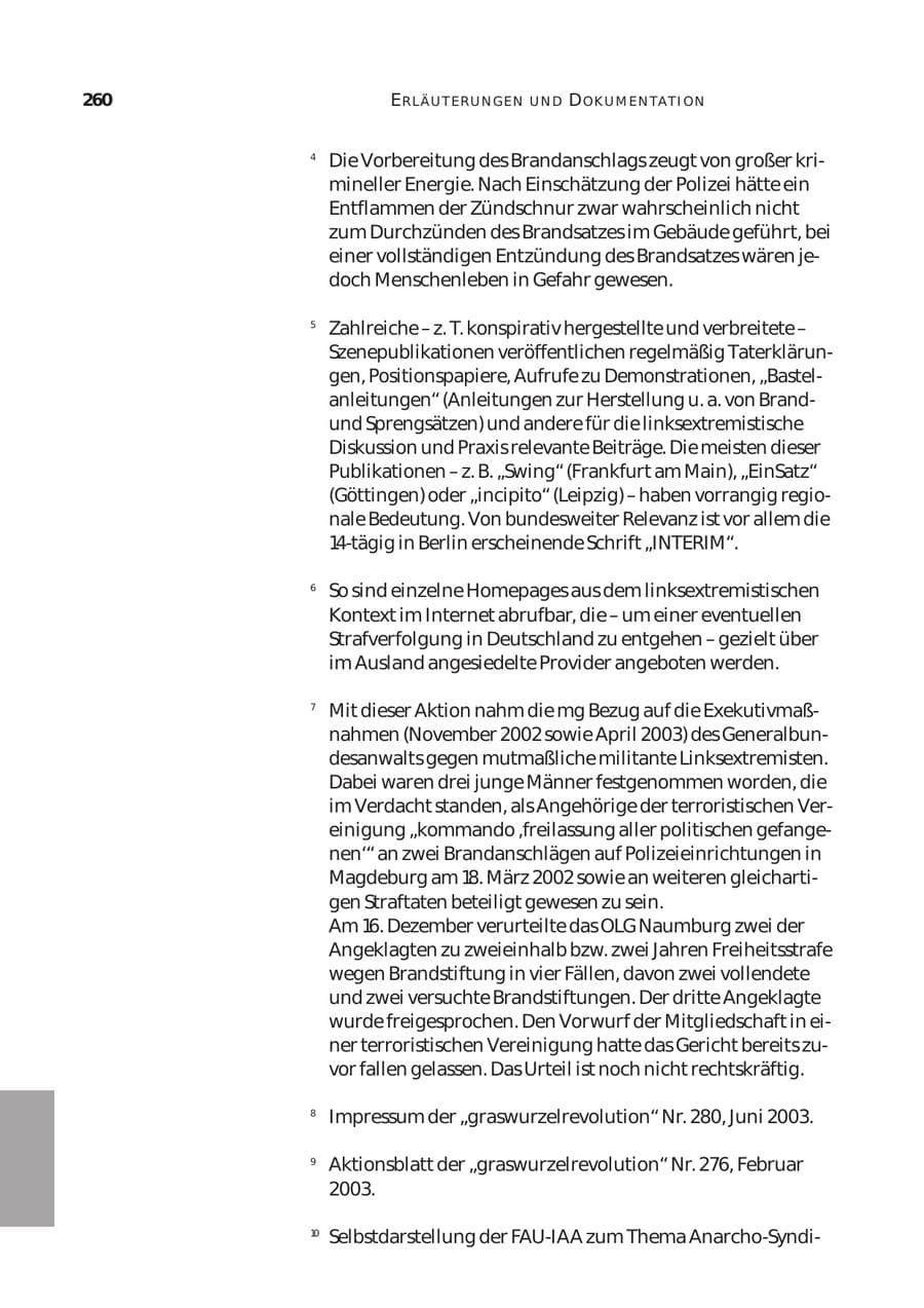 Seite 261 des Verfassungsschutzbericht 2003 Bund