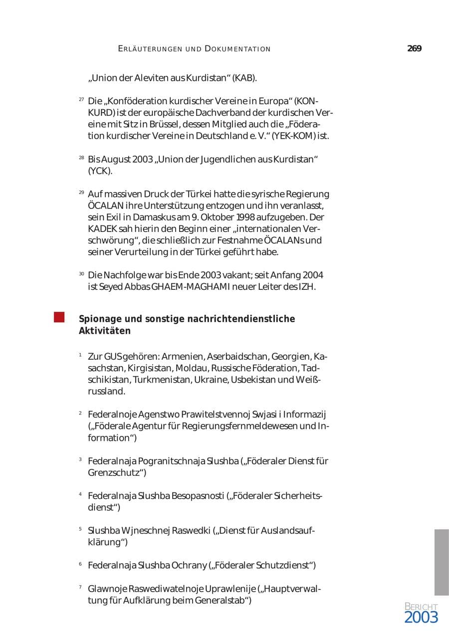 Seite 270 des Verfassungsschutzbericht 2003 Bund