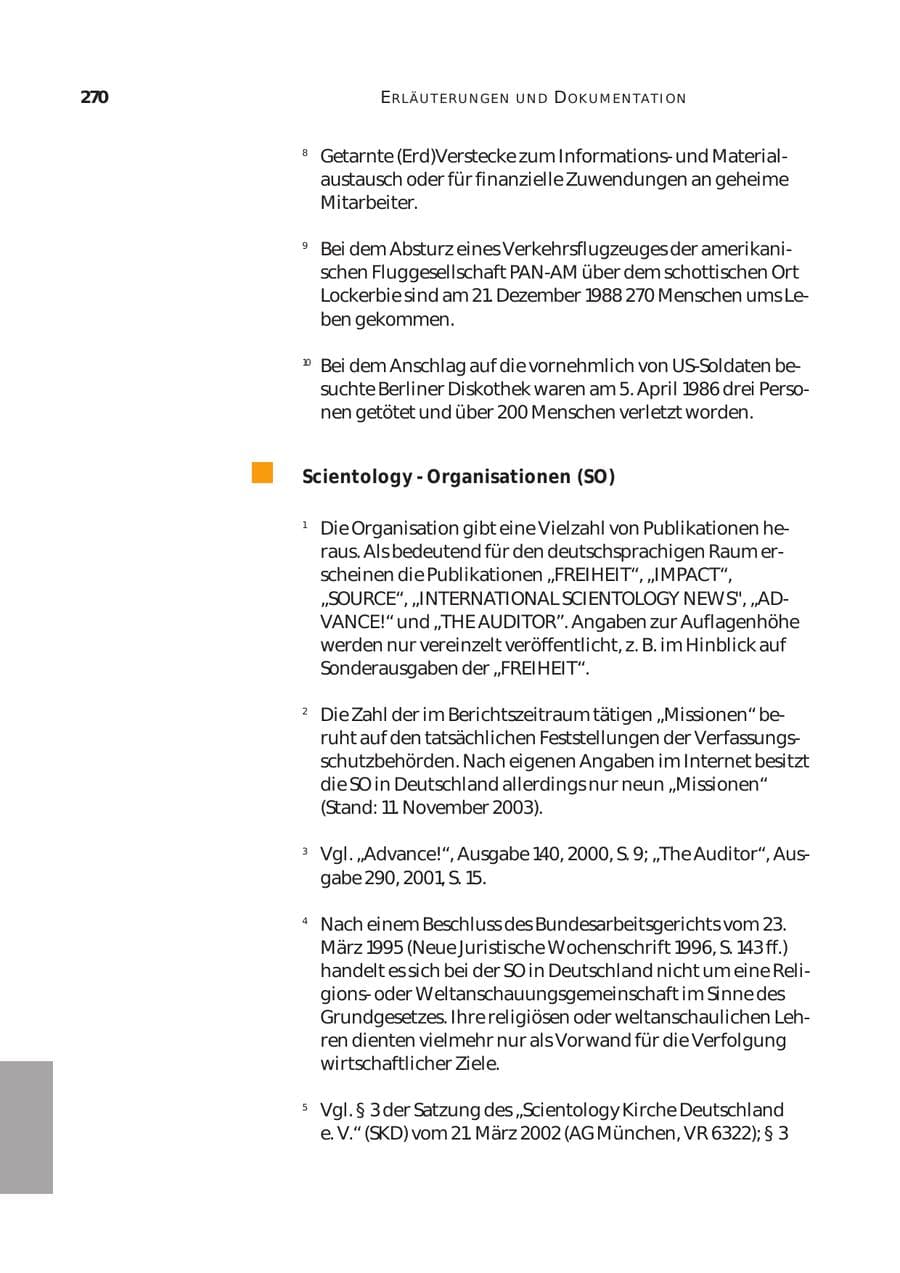 Seite 271 des Verfassungsschutzbericht 2003 Bund