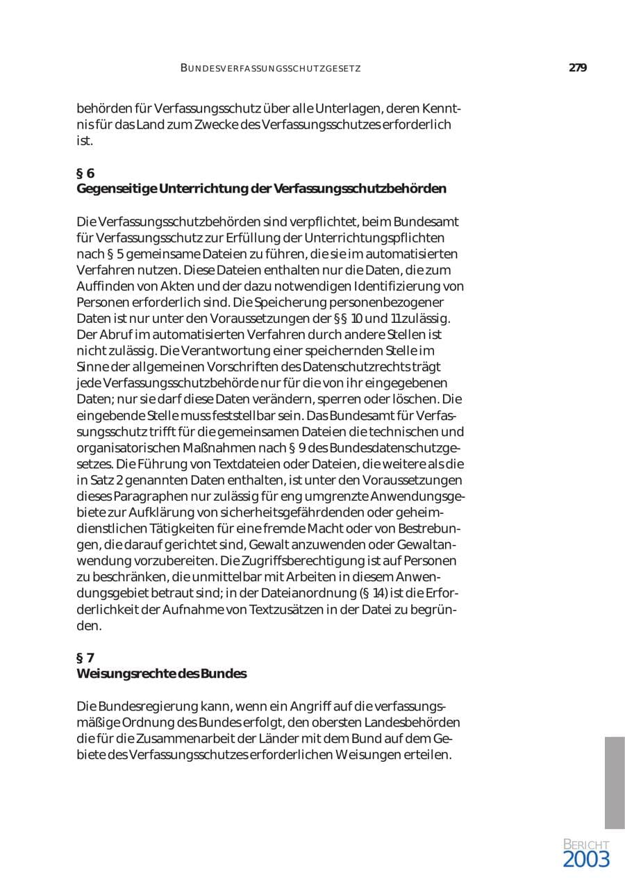 Seite 280 des Verfassungsschutzbericht 2003 Bund