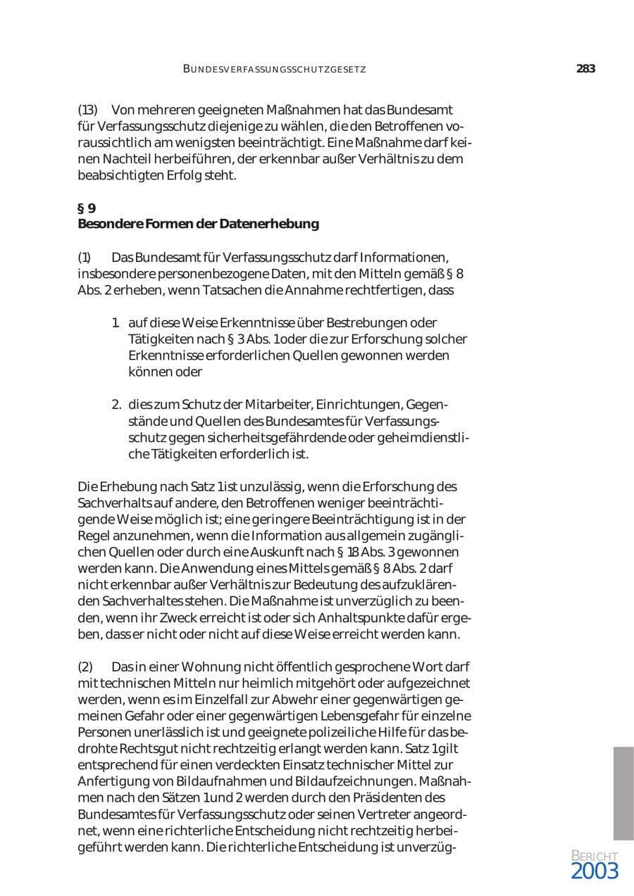 Seite 284 des Verfassungsschutzbericht 2003 Bund