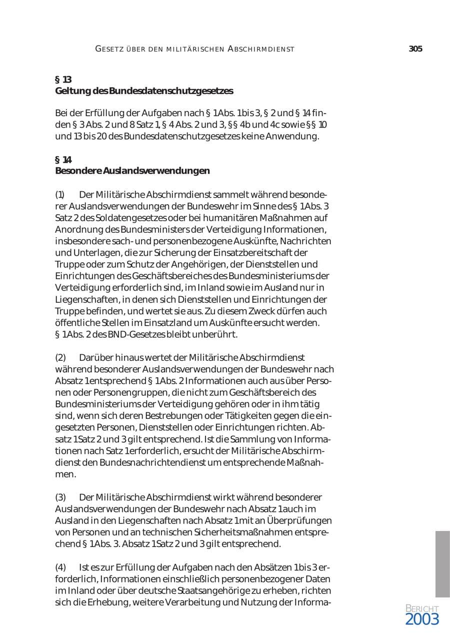 Seite 306 des Verfassungsschutzbericht 2003 Bund
