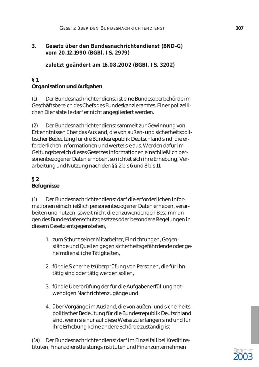 Seite 308 des Verfassungsschutzbericht 2003 Bund