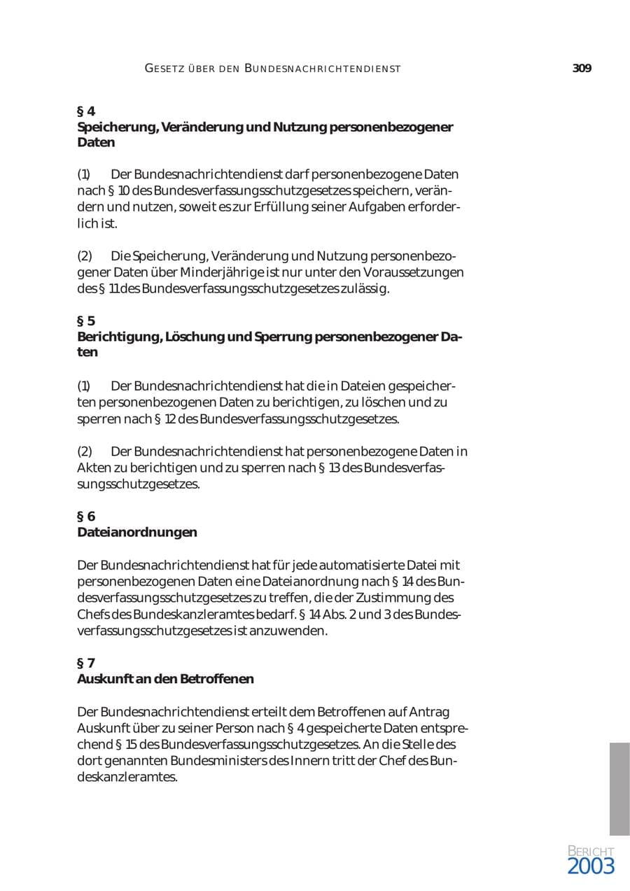 Seite 310 des Verfassungsschutzbericht 2003 Bund