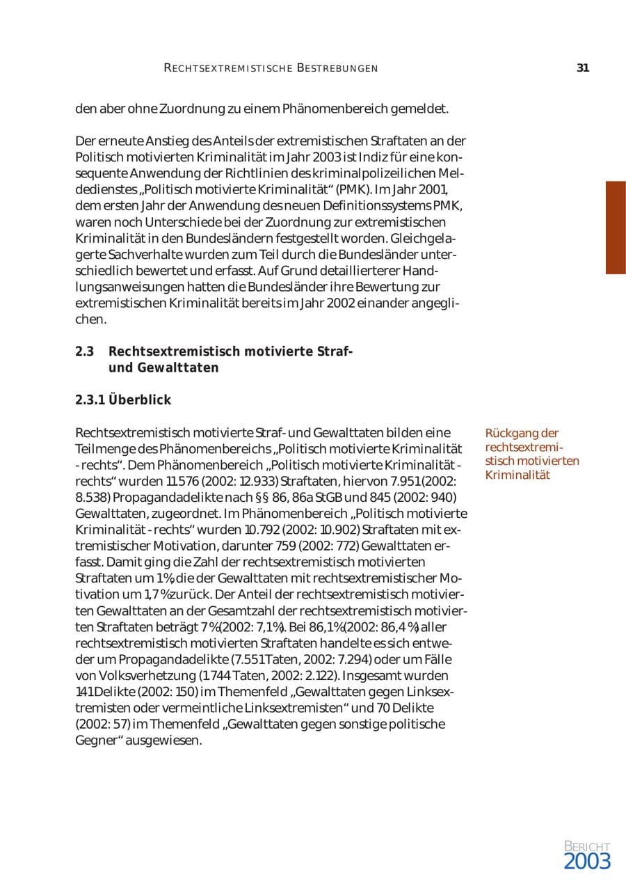 Seite 32 des Verfassungsschutzbericht 2003 Bund