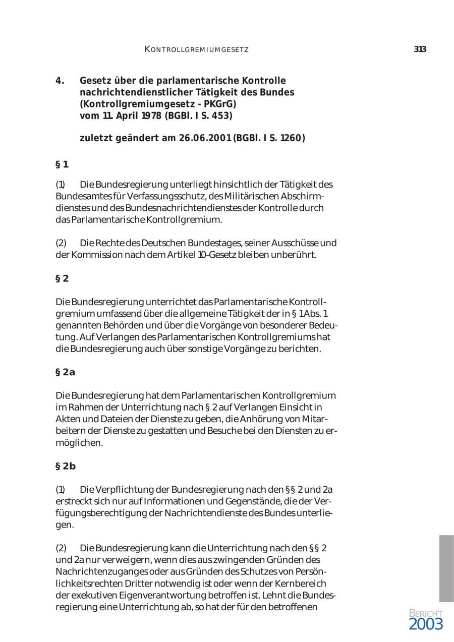 Seite 314 des Verfassungsschutzbericht 2003 Bund