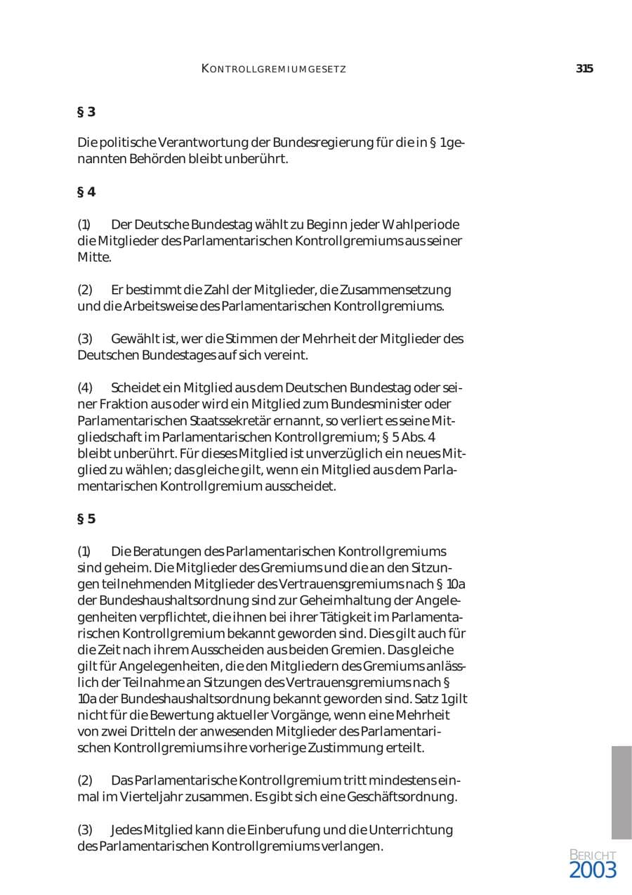 Seite 316 des Verfassungsschutzbericht 2003 Bund