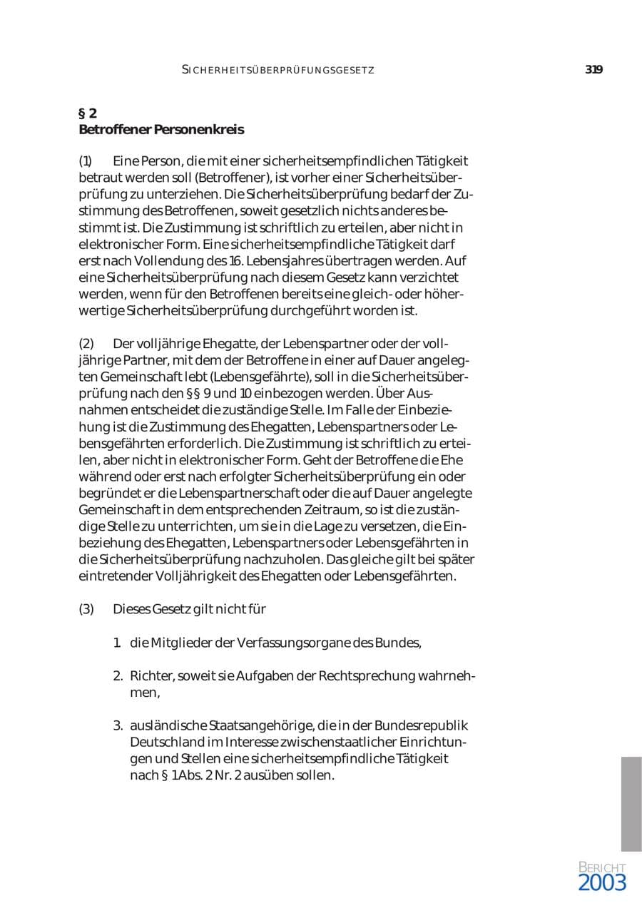 Seite 320 des Verfassungsschutzbericht 2003 Bund