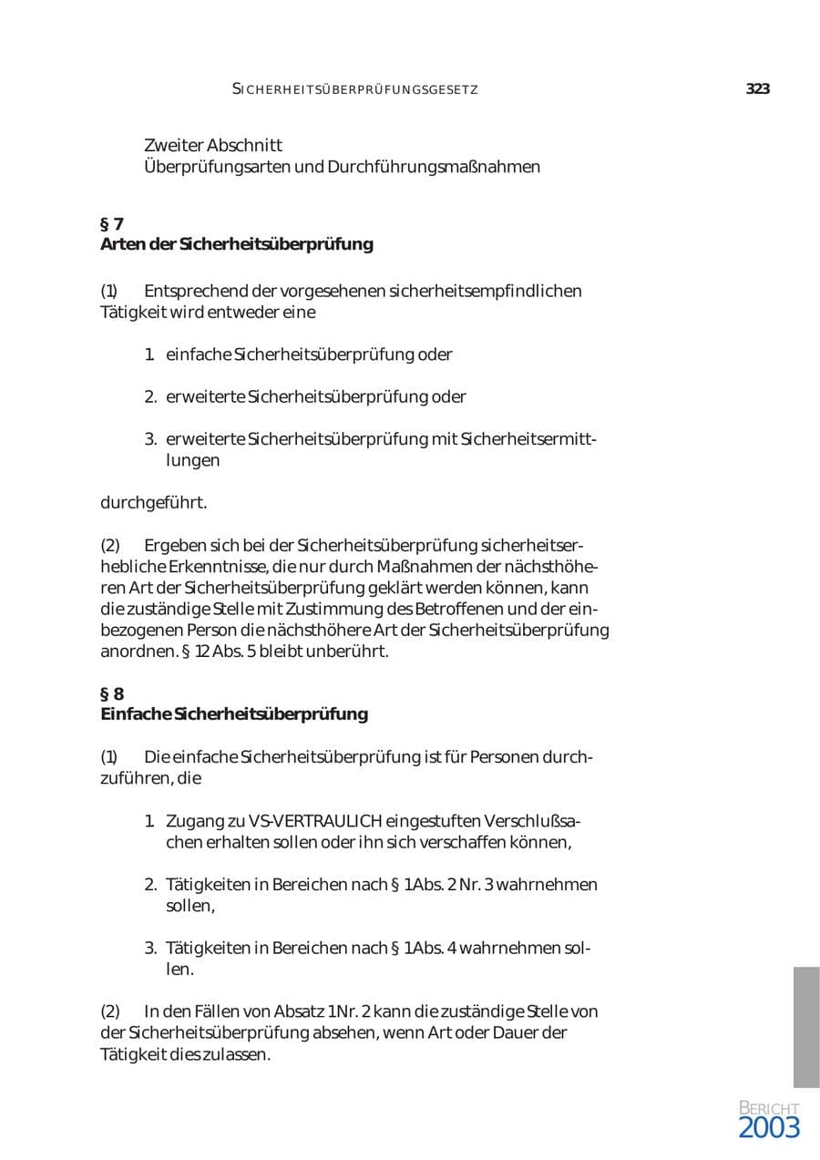 Seite 324 des Verfassungsschutzbericht 2003 Bund