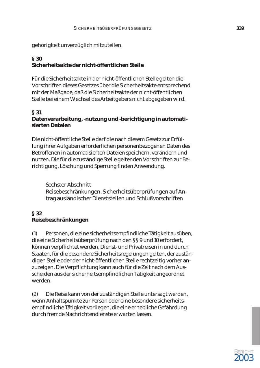 Seite 340 des Verfassungsschutzbericht 2003 Bund