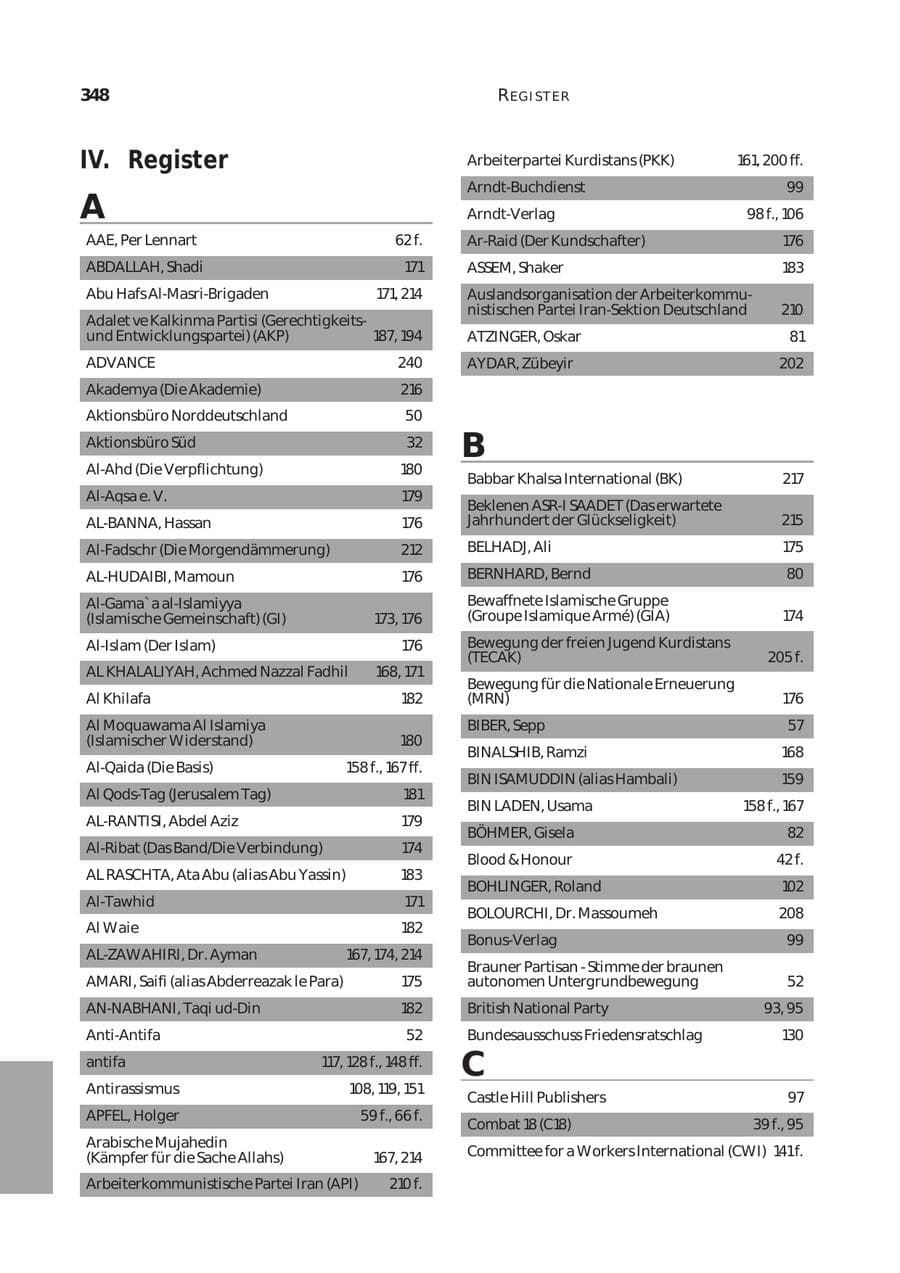 Seite 349 des Verfassungsschutzbericht 2003 Bund