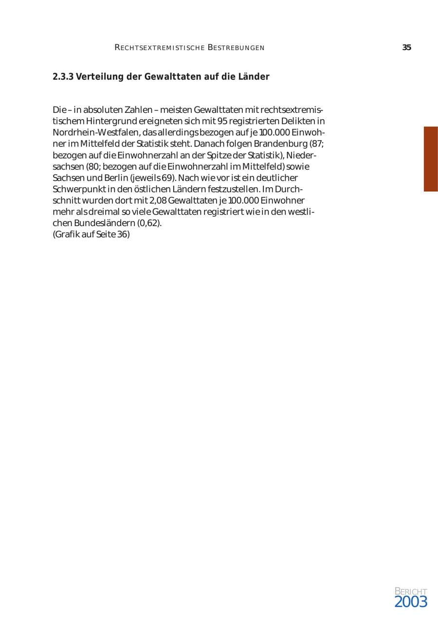 Seite 36 des Verfassungsschutzbericht 2003 Bund