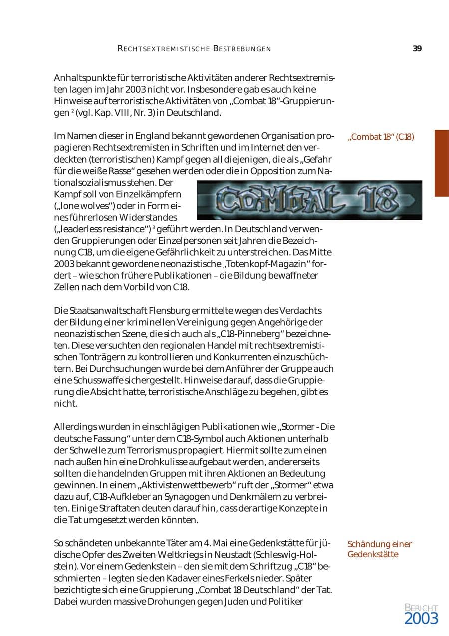 Seite 40 des Verfassungsschutzbericht 2003 Bund