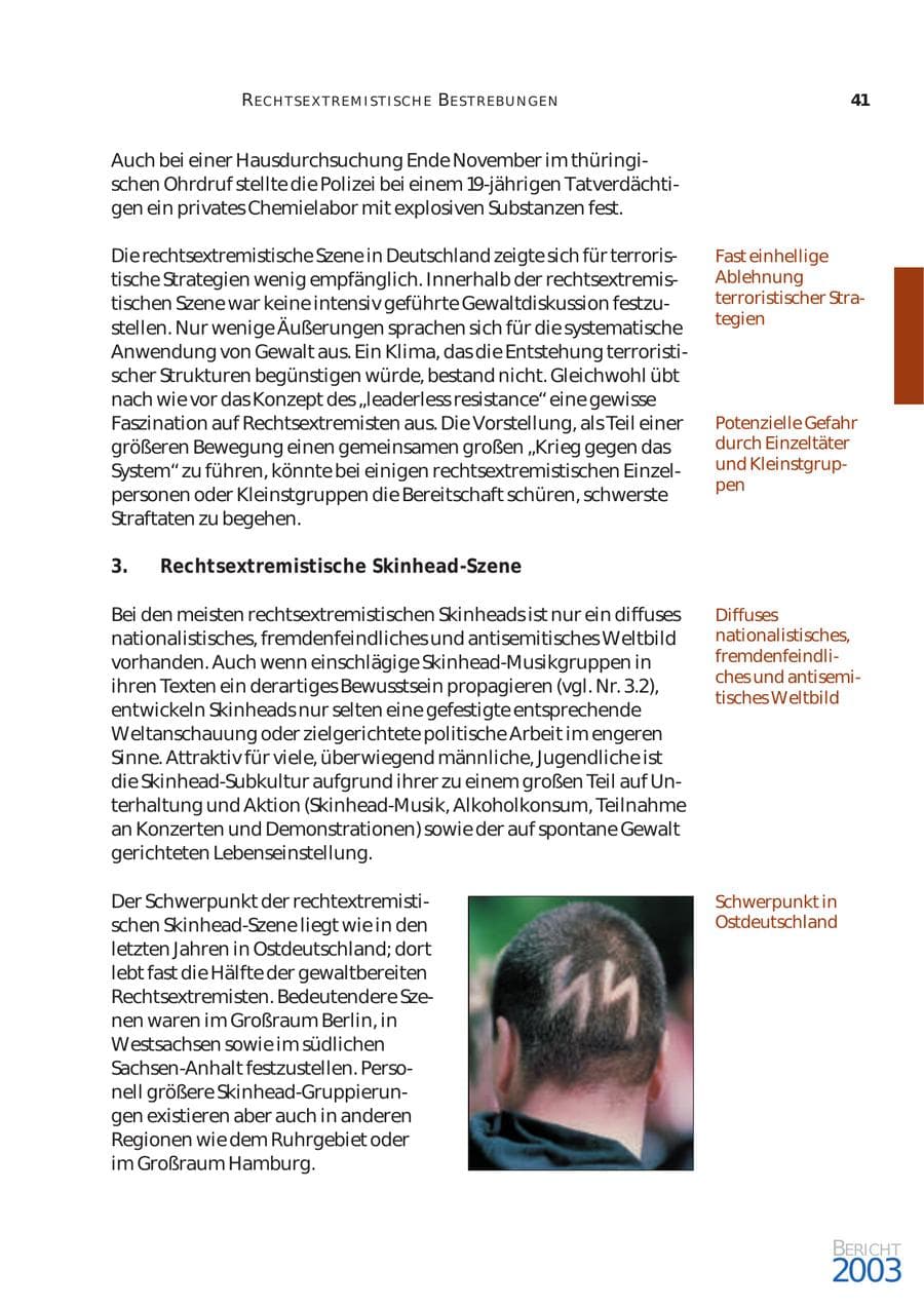 Seite 42 des Verfassungsschutzbericht 2003 Bund