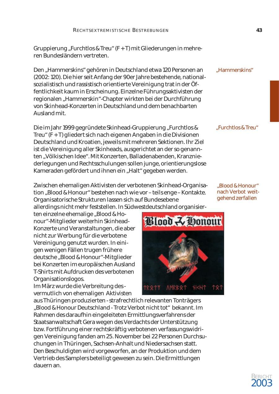Seite 44 des Verfassungsschutzbericht 2003 Bund