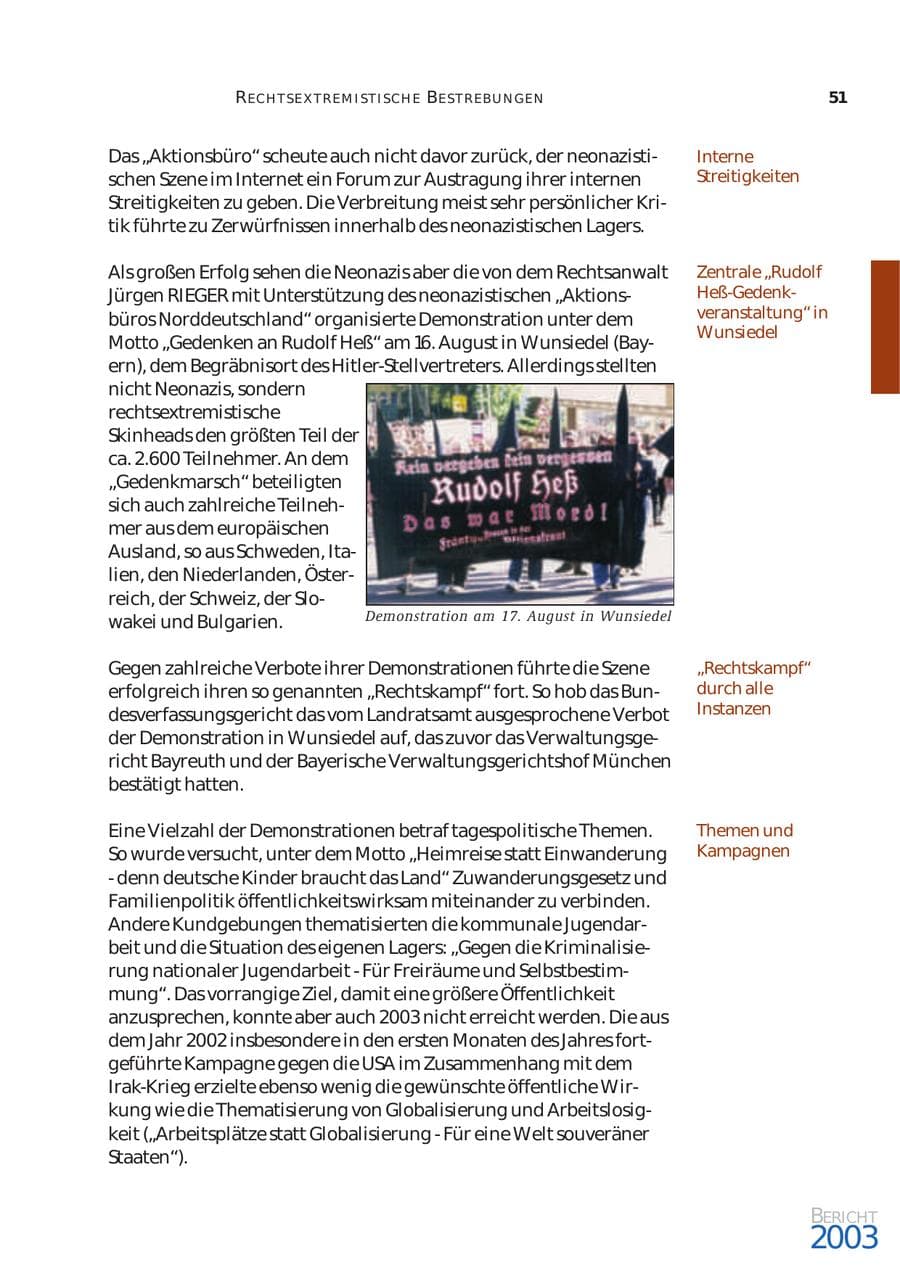Seite 52 des Verfassungsschutzbericht 2003 Bund