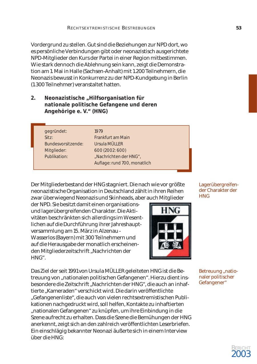 Seite 54 des Verfassungsschutzbericht 2003 Bund