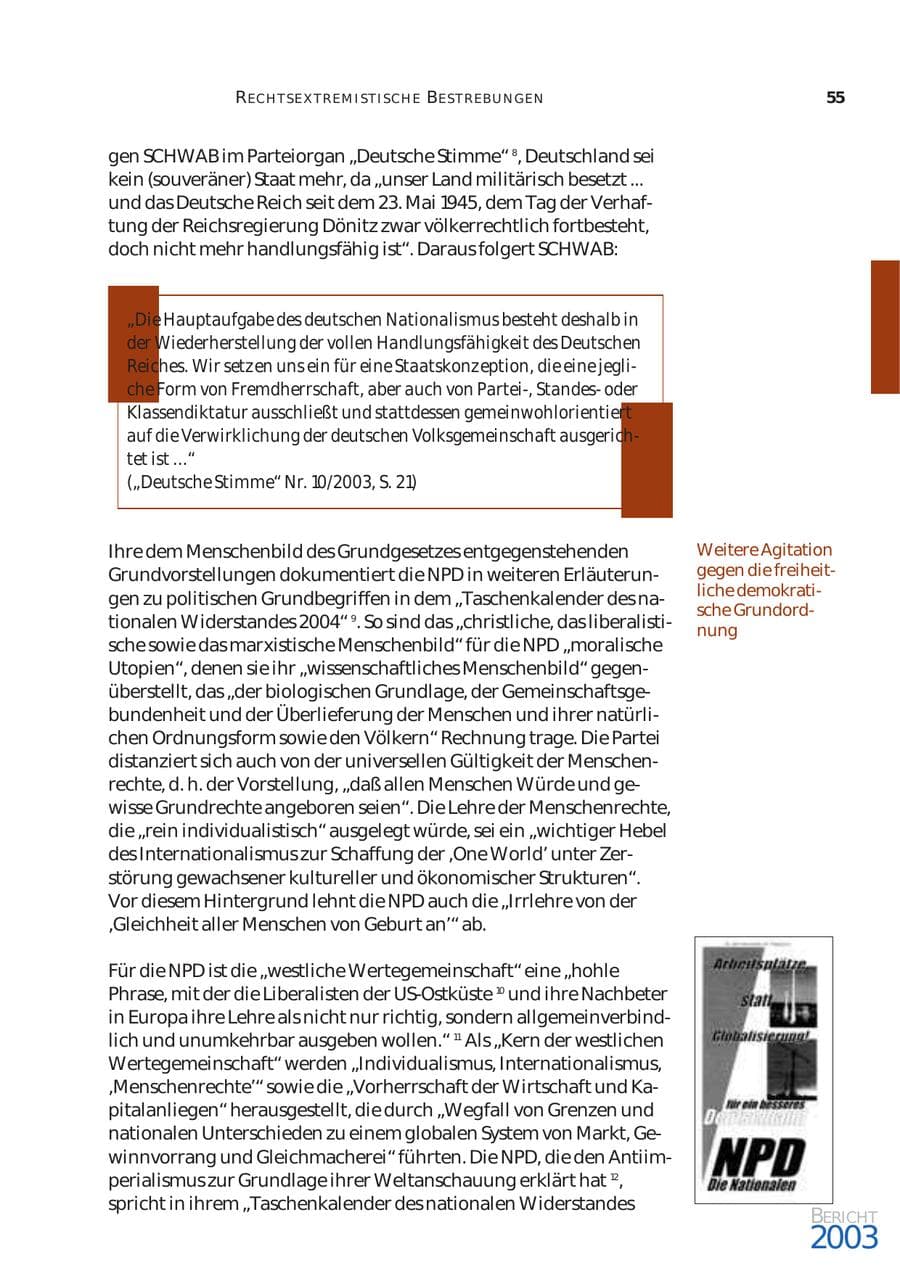 Seite 56 des Verfassungsschutzbericht 2003 Bund