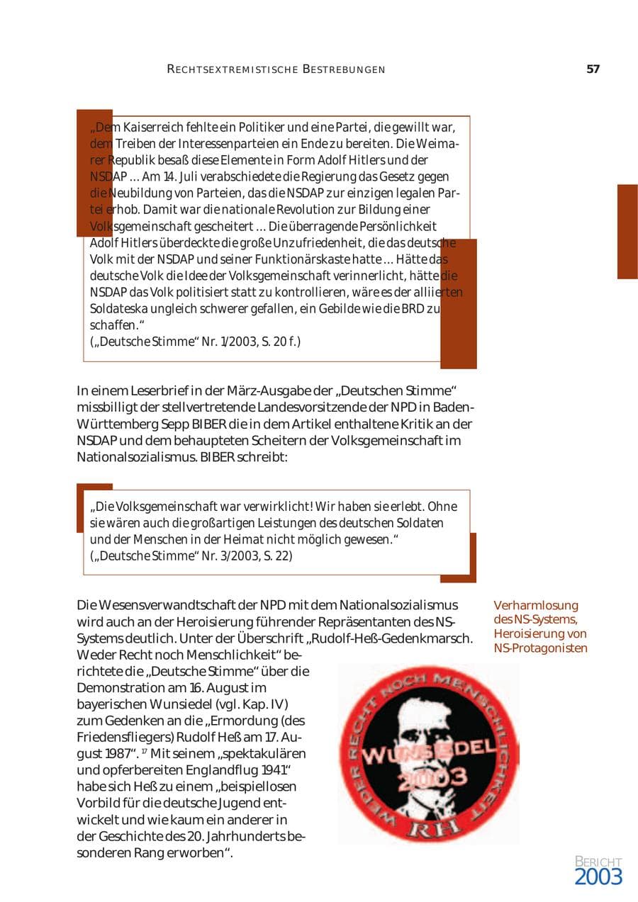 Seite 58 des Verfassungsschutzbericht 2003 Bund