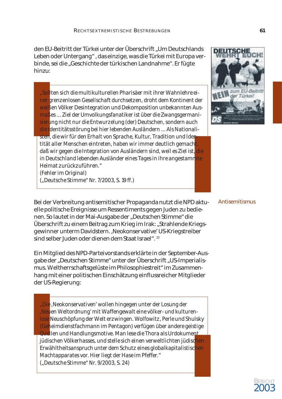Seite 62 des Verfassungsschutzbericht 2003 Bund